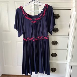 French Connection Navy Dress with Braided Details